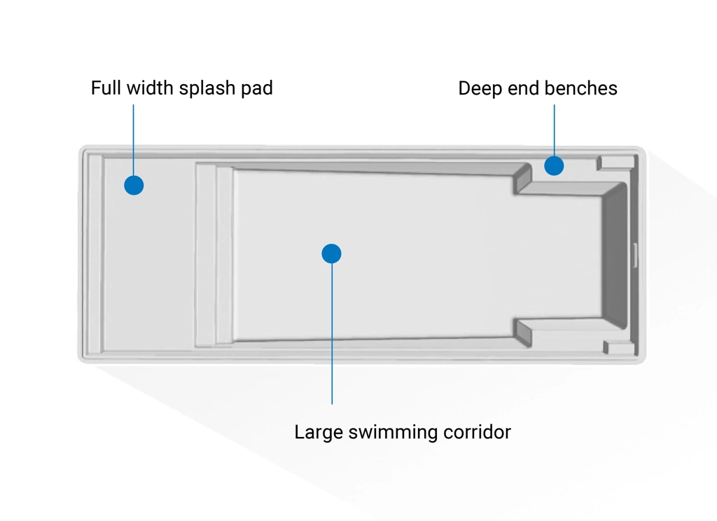 Leisure-Pools-Pinnacle-Render An overview of the key features of The Pinnacle fiberglass pool shape